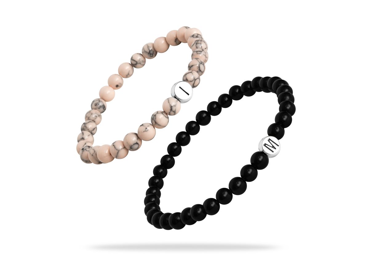 Sadingo Partnerarmband Set "SLEET" aus Jade Natursteinperlen