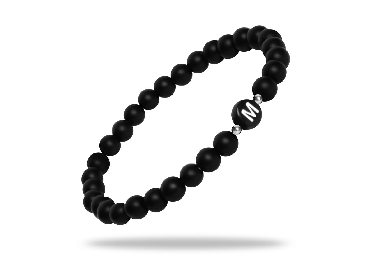 Sadingo Partnerarmband Set "STAR" Aus Schwarzen Natursteinperlen