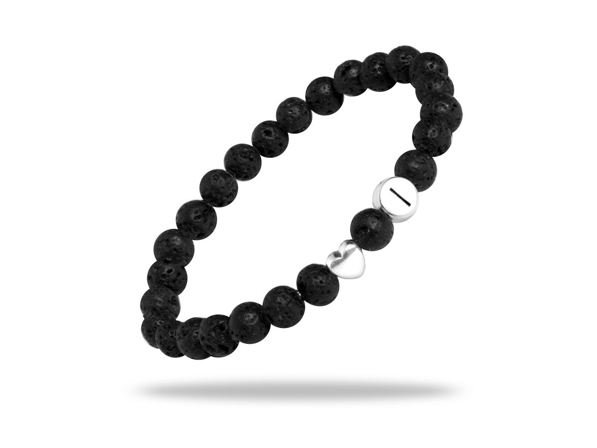 Sadingo Partnerarmband Set "VOLCANO" Aus Schwarzen Lavagesteinperlen