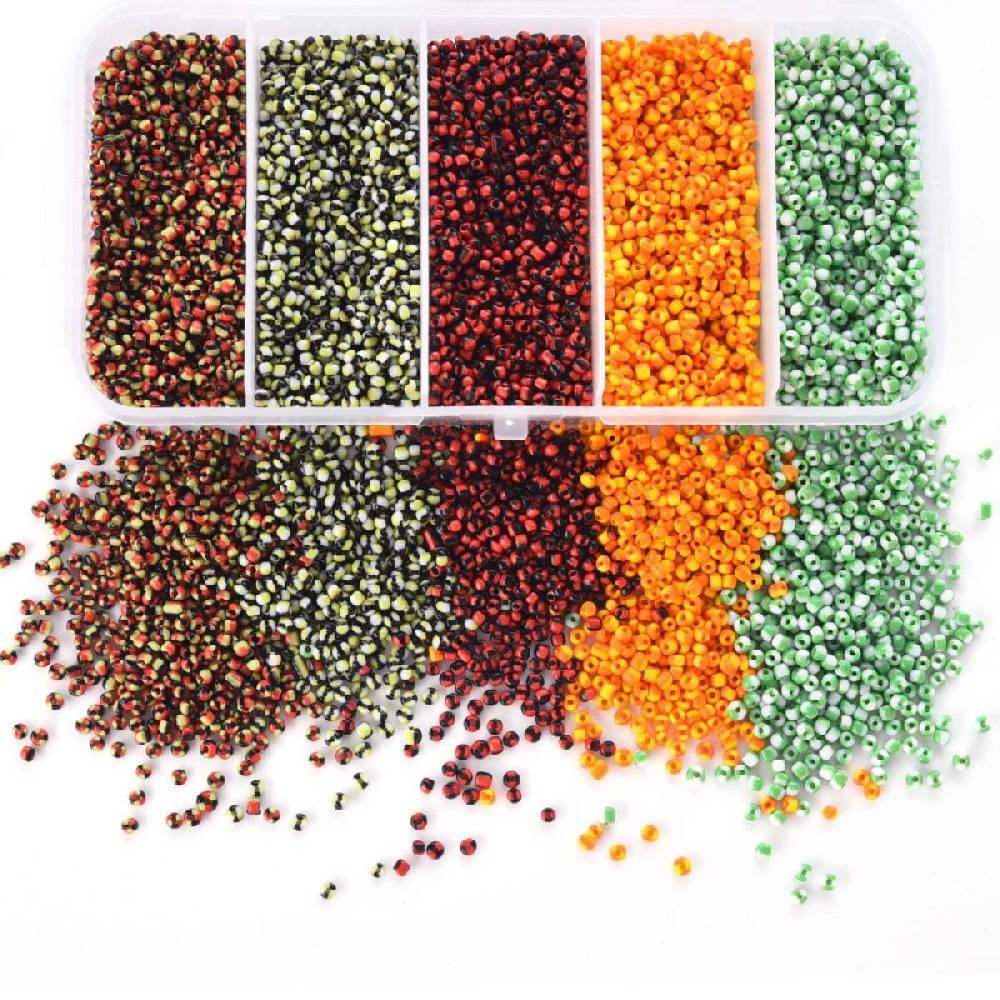 Sadingo Rocaillesperlen | 5 Farben je 16 Gramm, 1-1,5 mm