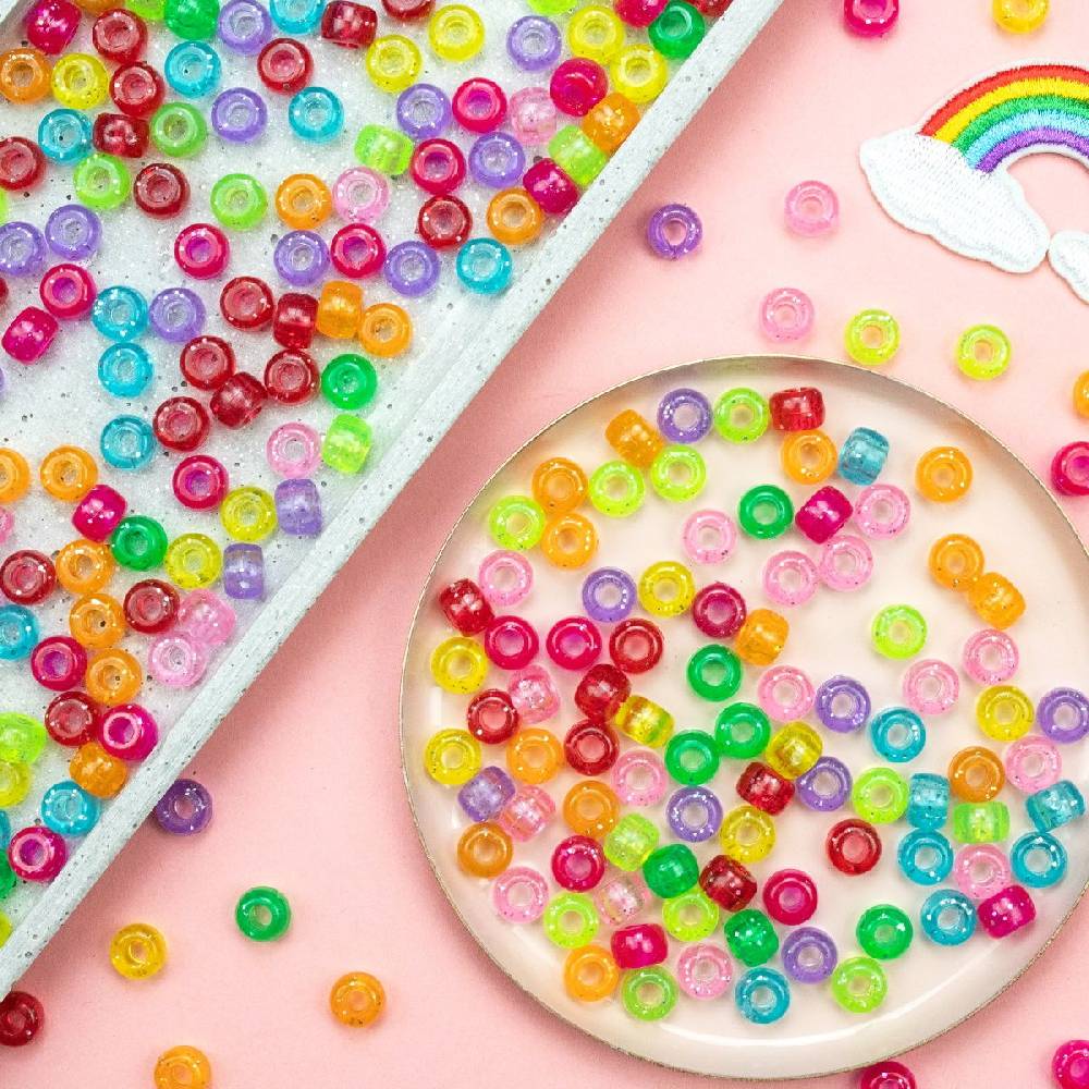 Sadingo Acrylperlen Glitzer | 500 Stk., 9 X 6 Mm