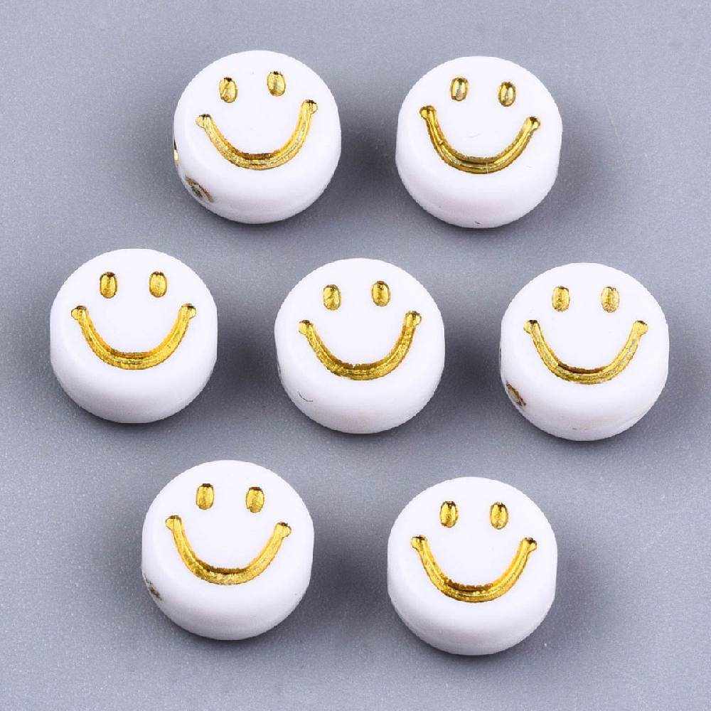 Sadingo Acrylperlen Smiley | 100 Stück, 7mm