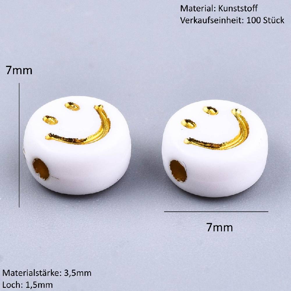 Sadingo Acrylperlen Smiley | 100 Stück, 7mm