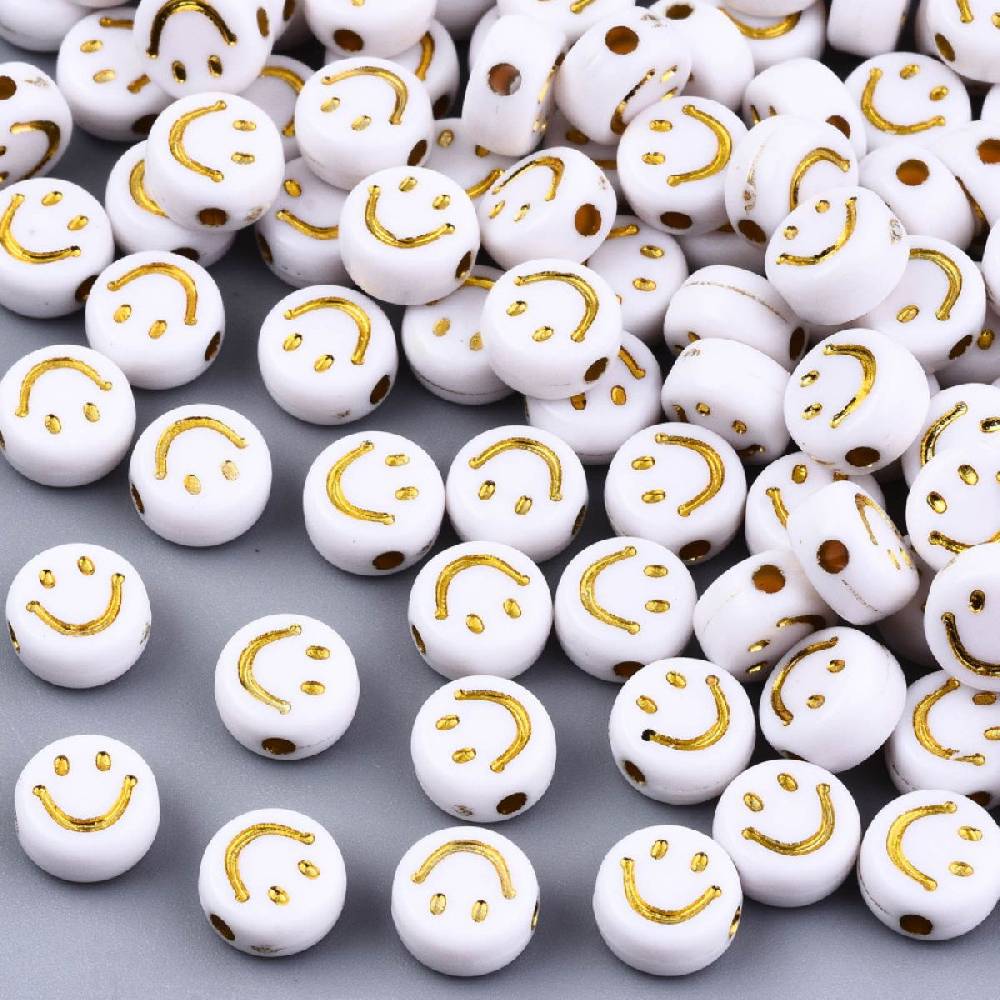 Sadingo Acrylperlen Smiley | 100 Stück, 7mm