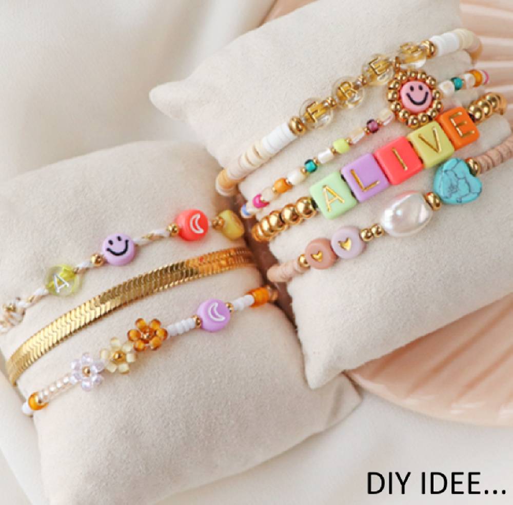 Sadingo Acrylperlen Smiley | 90 Stück, 7mm