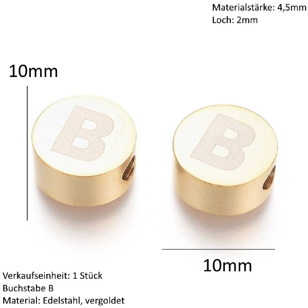 Sadingo Buchstabenperlen Aus Edelstahl In Gold