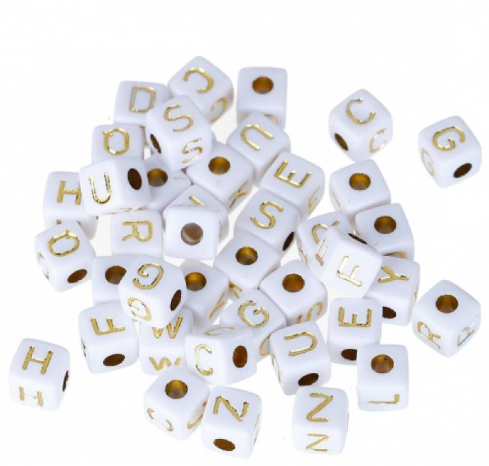 Sadingo Buchstabenperlen Mix Gold, 9mm 100Stück