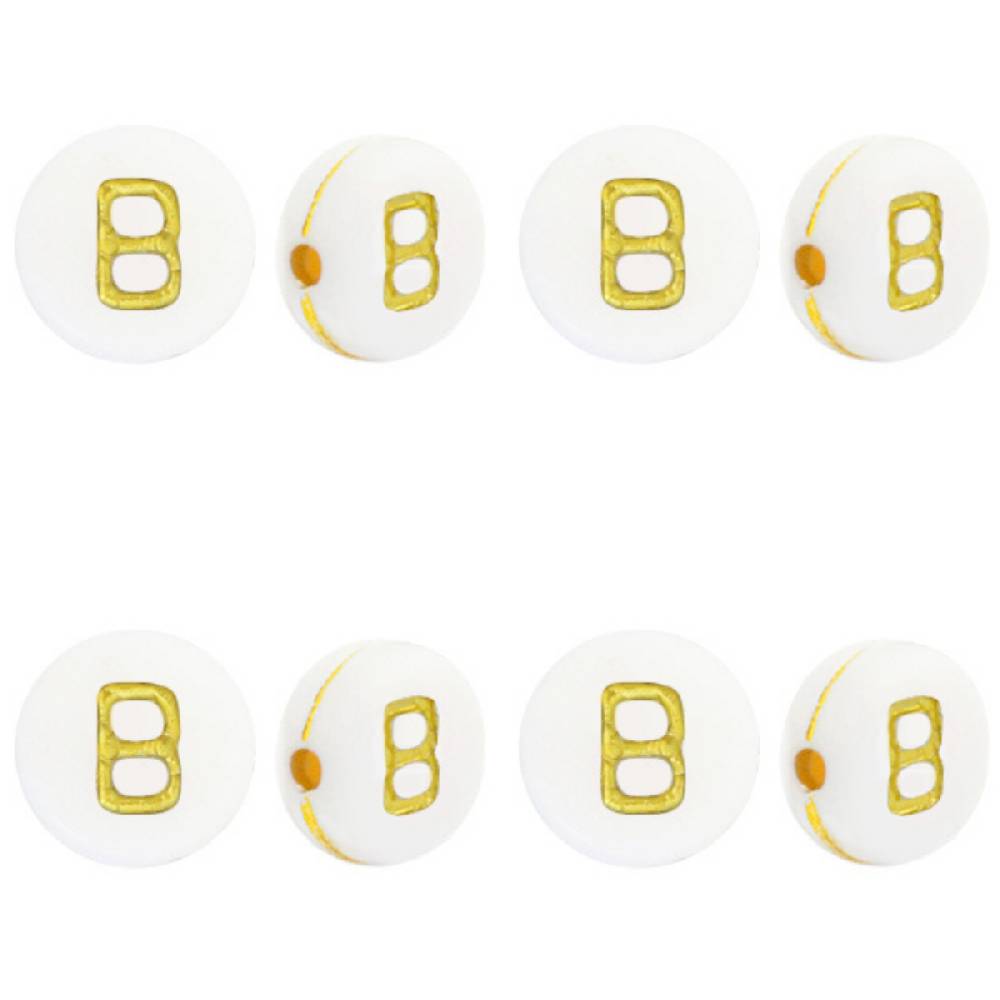 Sadingo Buchstabenperlen weiß gold | 90 Stück, 7mm