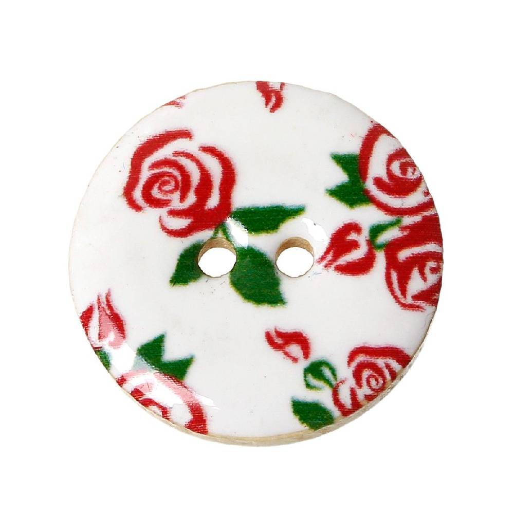 Sadingo Holzknöpfe - 20 Stk. - Ø 2,5 Cm - Blumenmuster