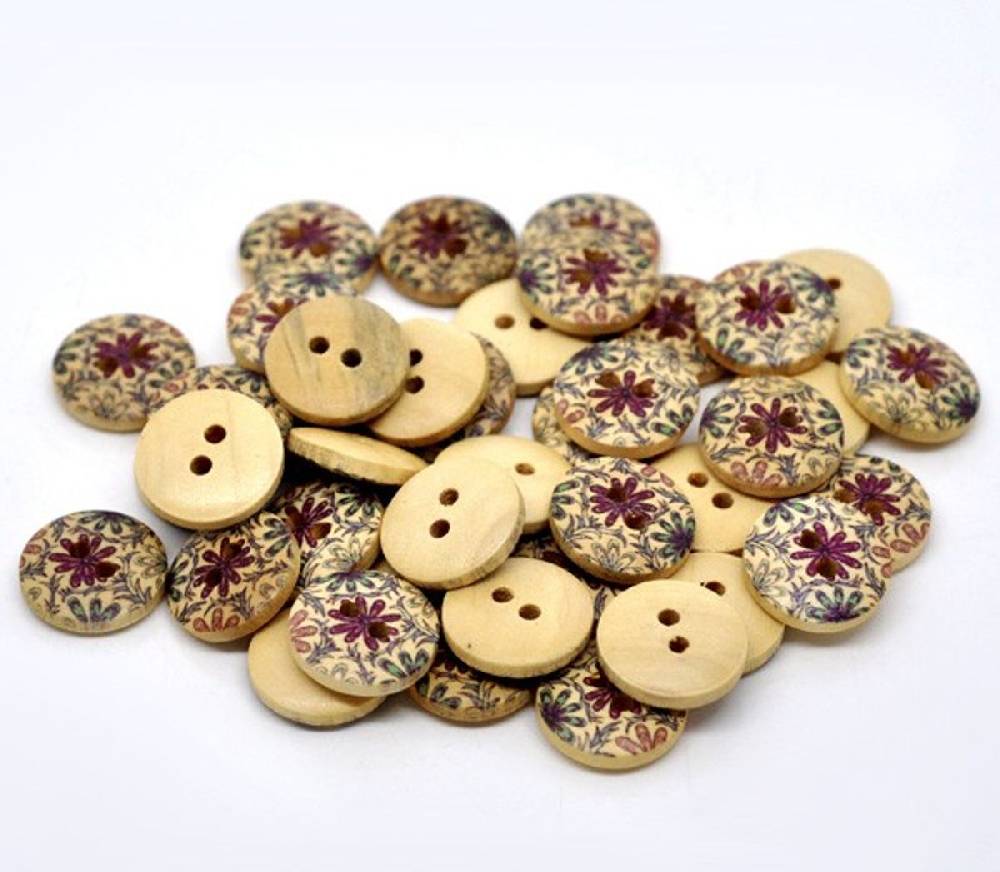 Sadingo Holzknöpfe / 50 Stk. / Ø 1,5 Cm