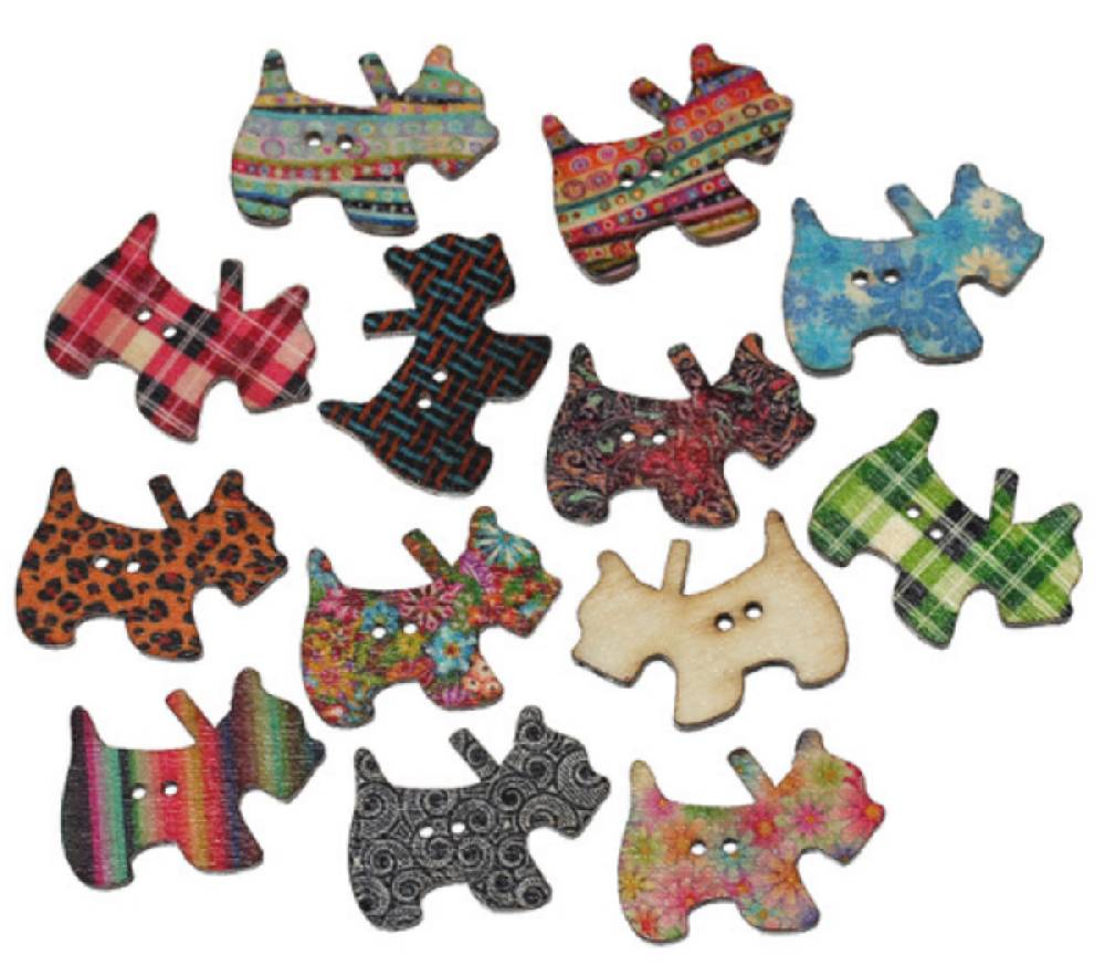 Sadingo Holzknöpfe Hunde - 50 Stk. - Zufälliger Mix