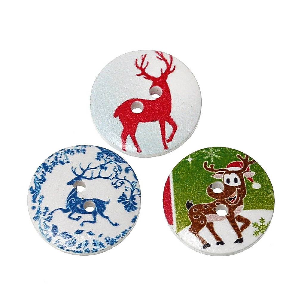 Sadingo Holzknöpfe Rentiere 2 Stück, Ø 2 mm