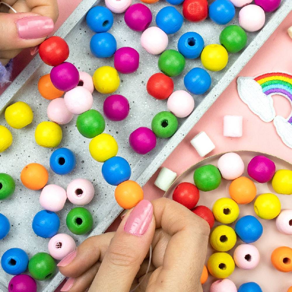 Sadingo Holzperlen Bunt | 100 Stk. 16mm