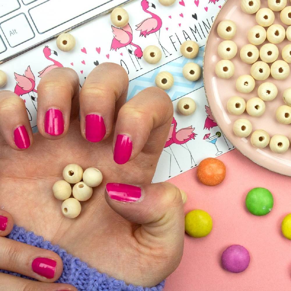 Sadingo Holzperlen Natur, 100 Stück, 1 Cm