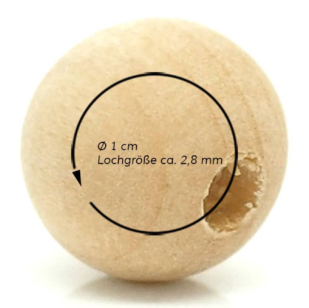 Sadingo Holzperlen Natur, 100 Stück, 1 Cm