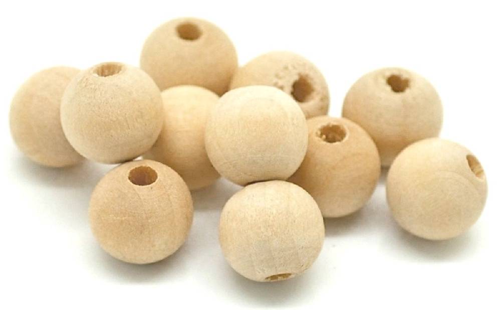 Sadingo Holzperlen natur, 100 Stück, 1 cm