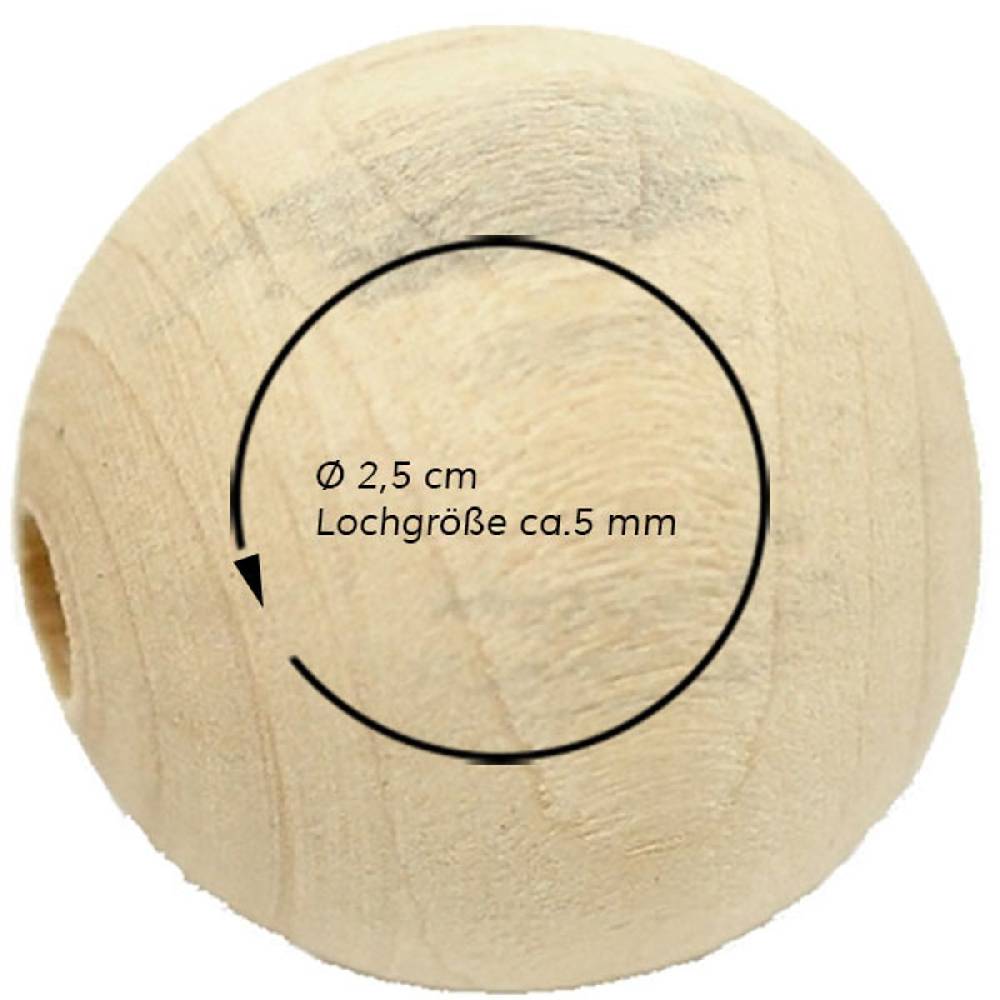 Sadingo Holzperlen Natur, 30 Stk. - Ø 2,5 Cm
