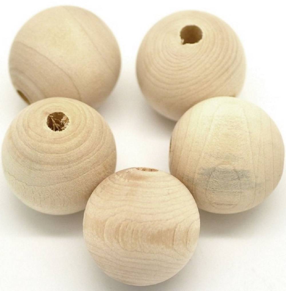 Sadingo Holzperlen Natur, 30 Stk. - Ø 2,5 Cm