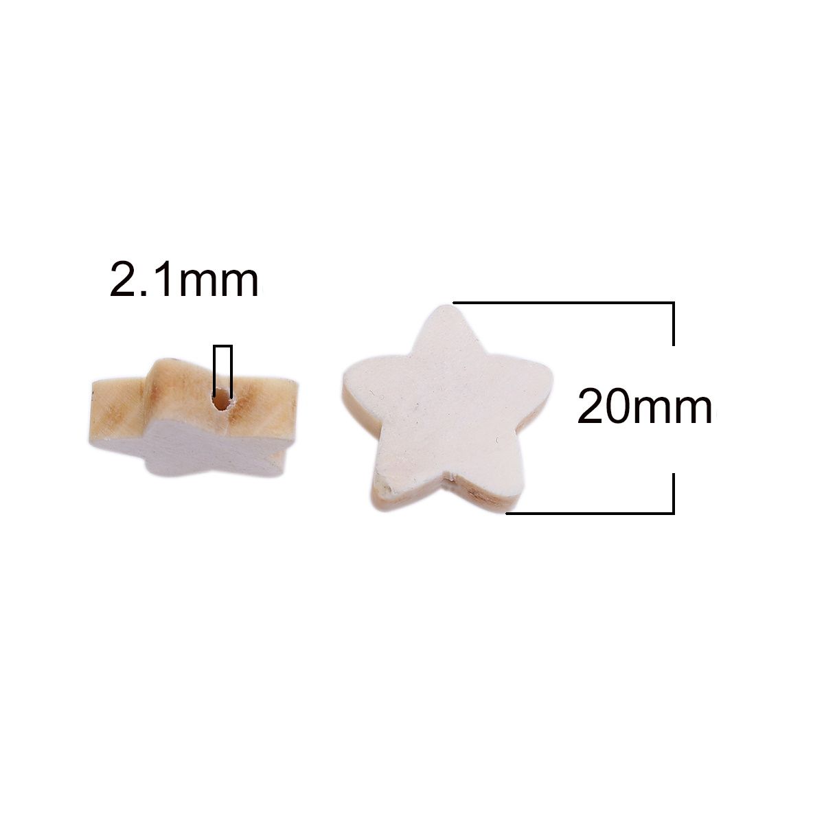 Sadingo Holzperlen Natur Herz Oder Stern, 100 Stück