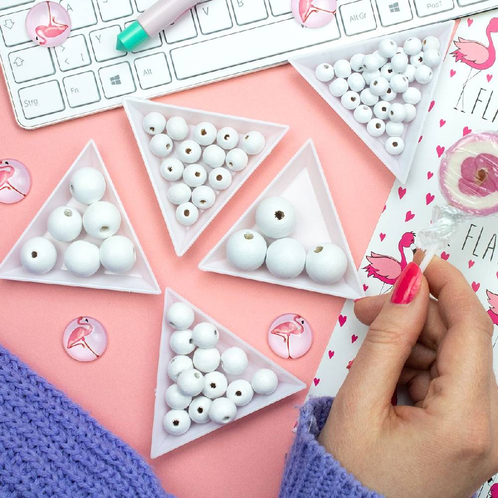 Sadingo Holzperlen Weiß, Bastelperlen Holz