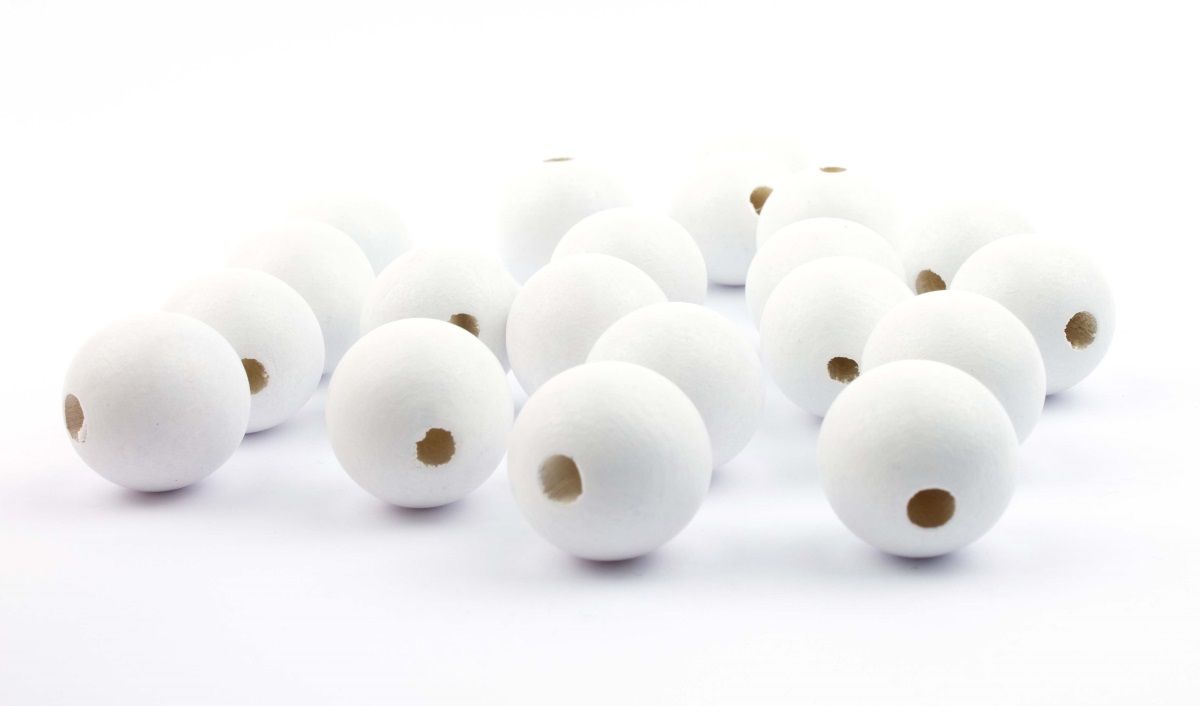 Sadingo Holzperlen weiß, Bastelperlen Holz