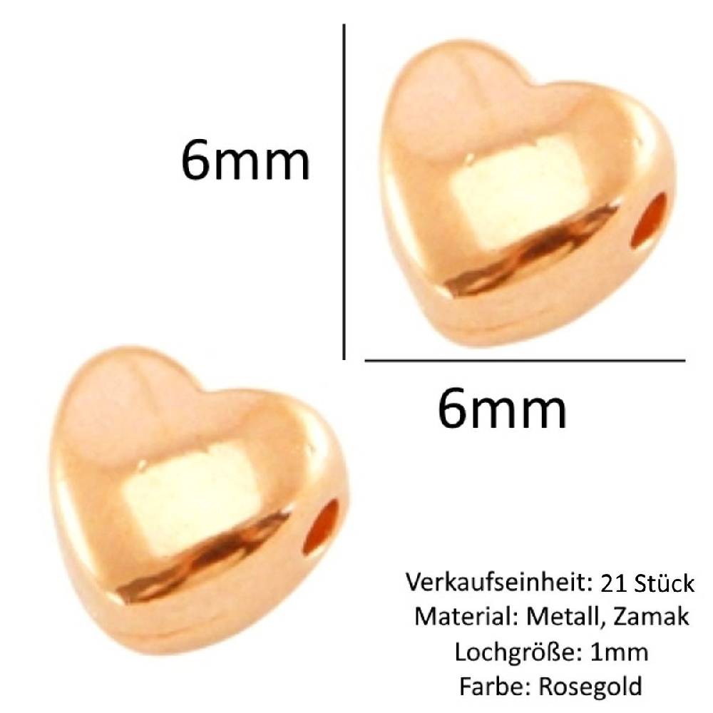 Sadingo Metallperlen | Herz-Perlen 6mm