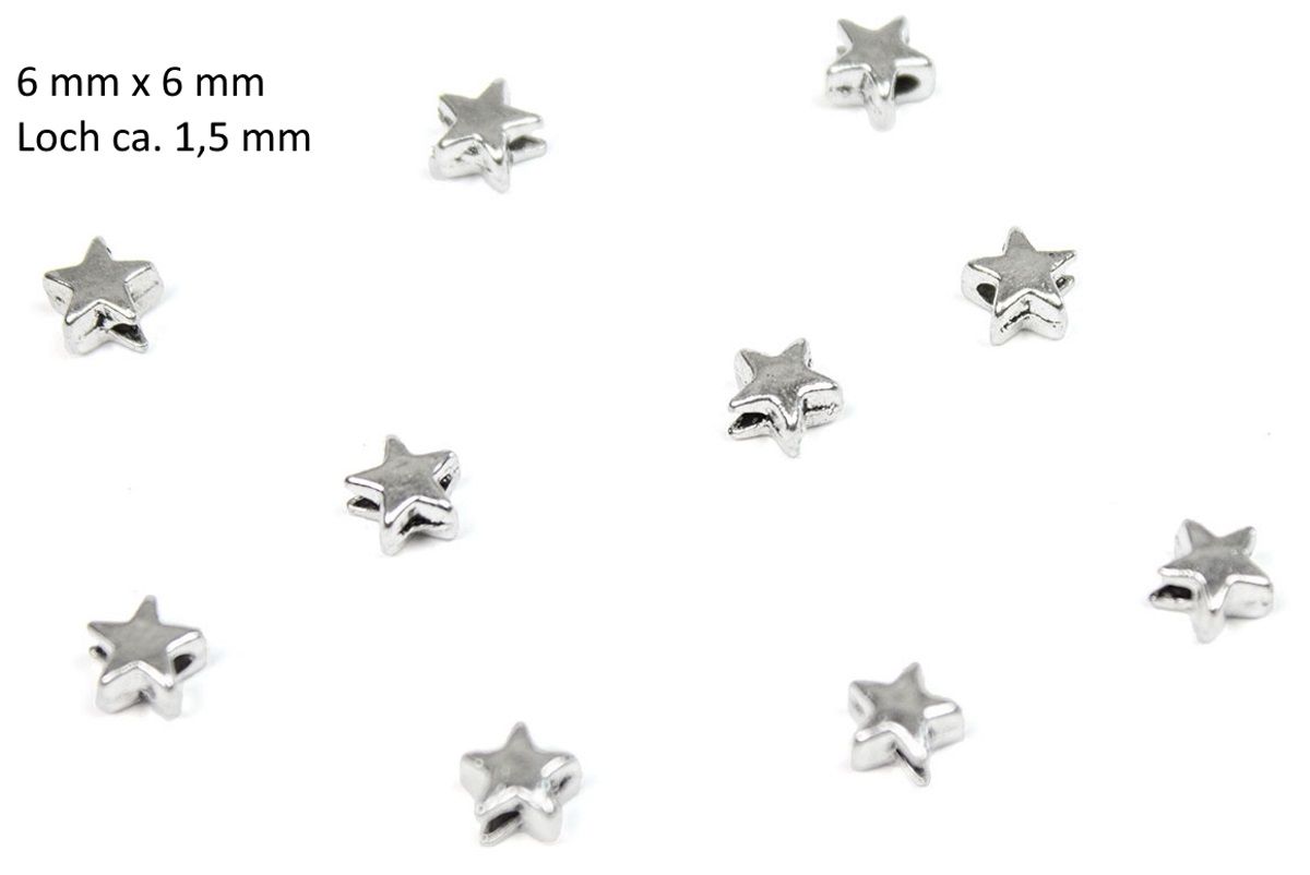 Sadingo Metallperlen Sterne | 50 Stk. - 6x6 Mm