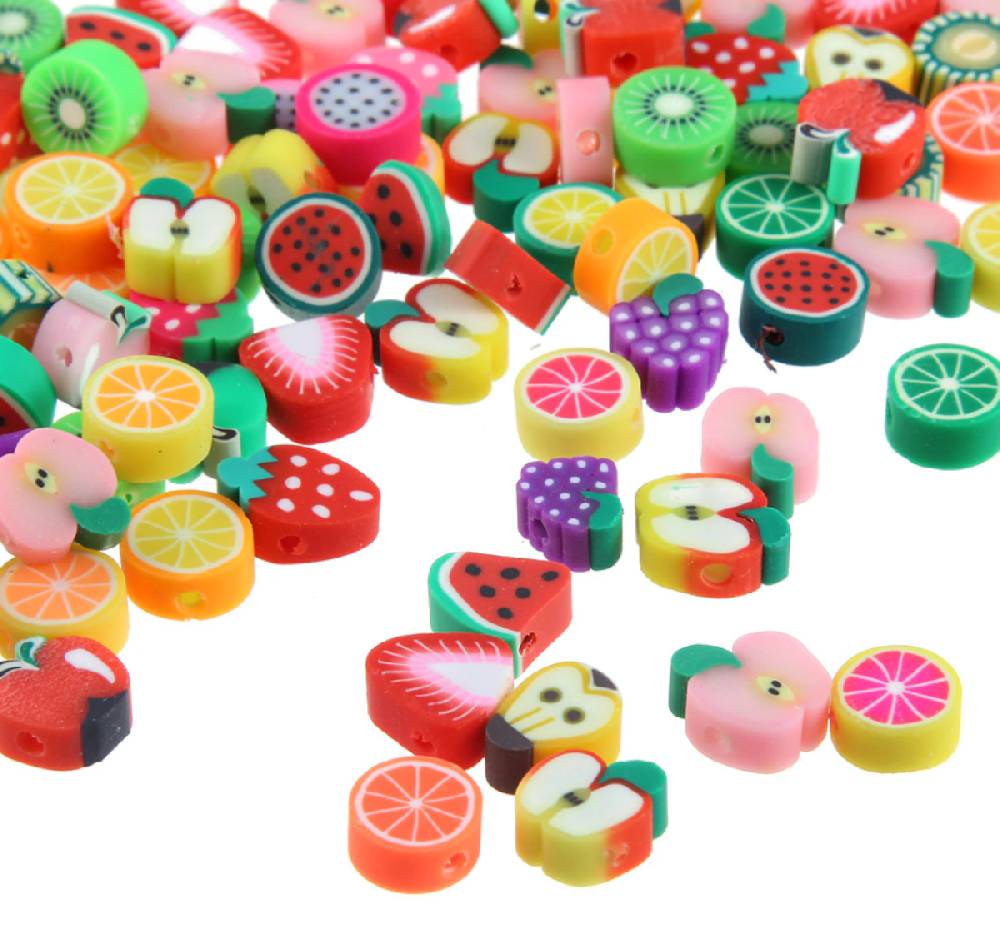 Sadingo Polymer Clay Perlen | 40 Stk., 10mm, Früchte