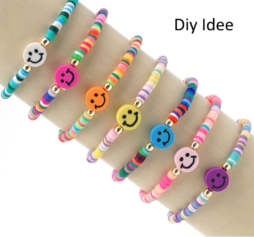 Sadingo Polymer Clay Perlen | 40 Stk., 10mm, Smileys