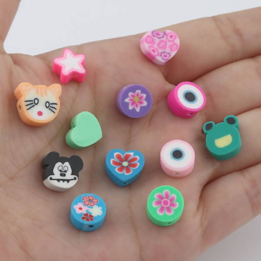 Sadingo Polymer Clay Perlen | 50 Stk., Bunter Mix