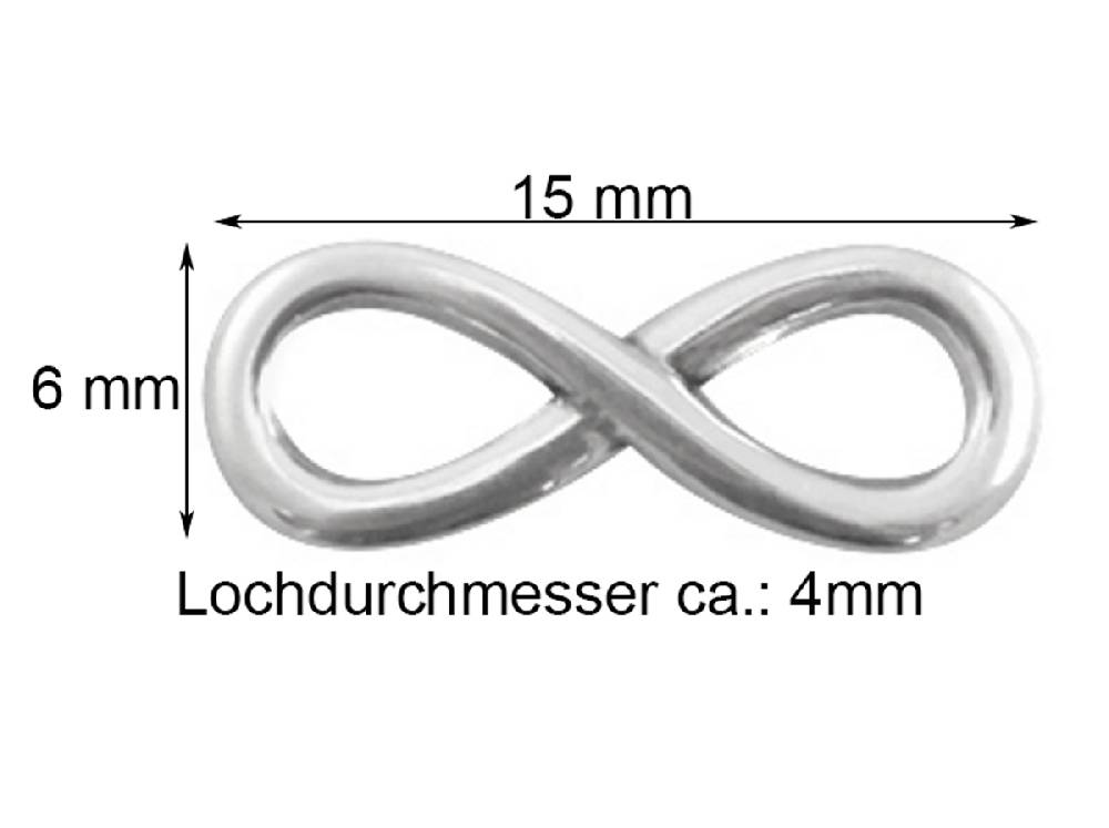 Sadingo Schmuckverbinder Infinity | 3 Stück, 15x6mm