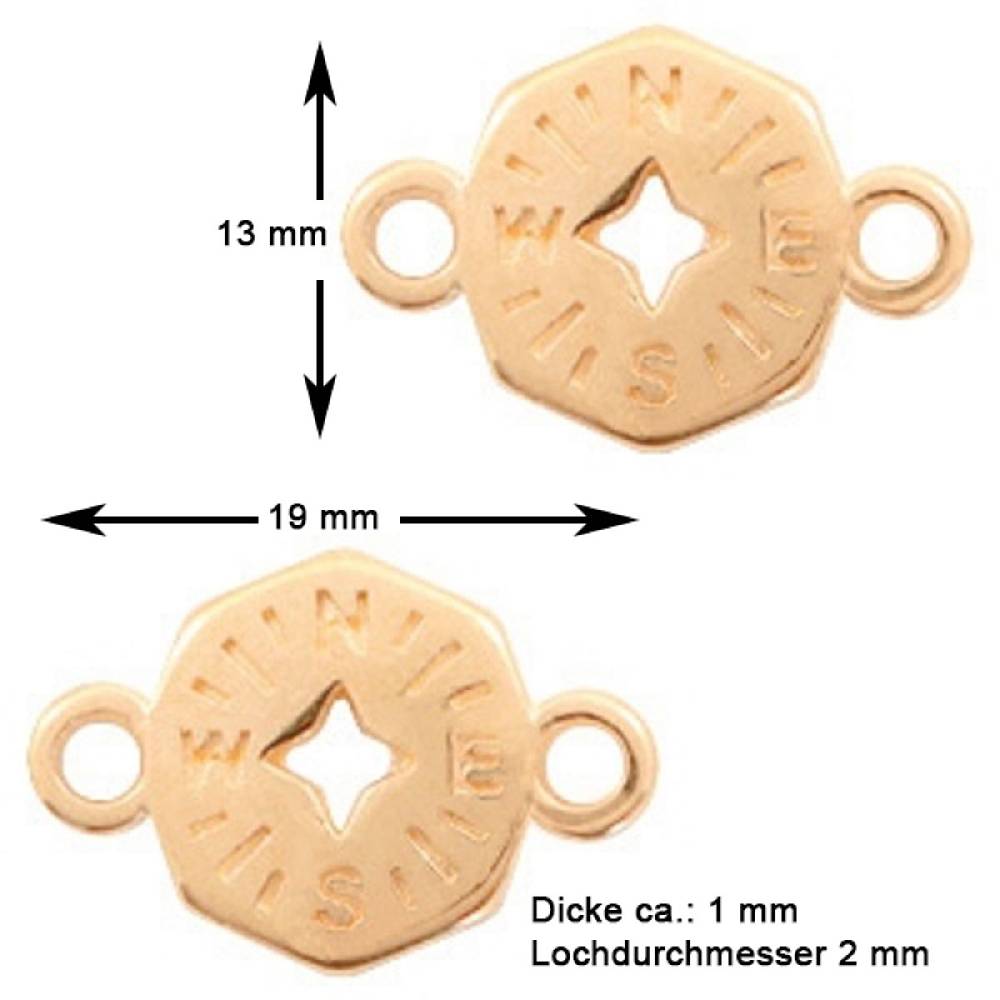 Sadingo Schmuckverbinder Kompass | 19x13mm