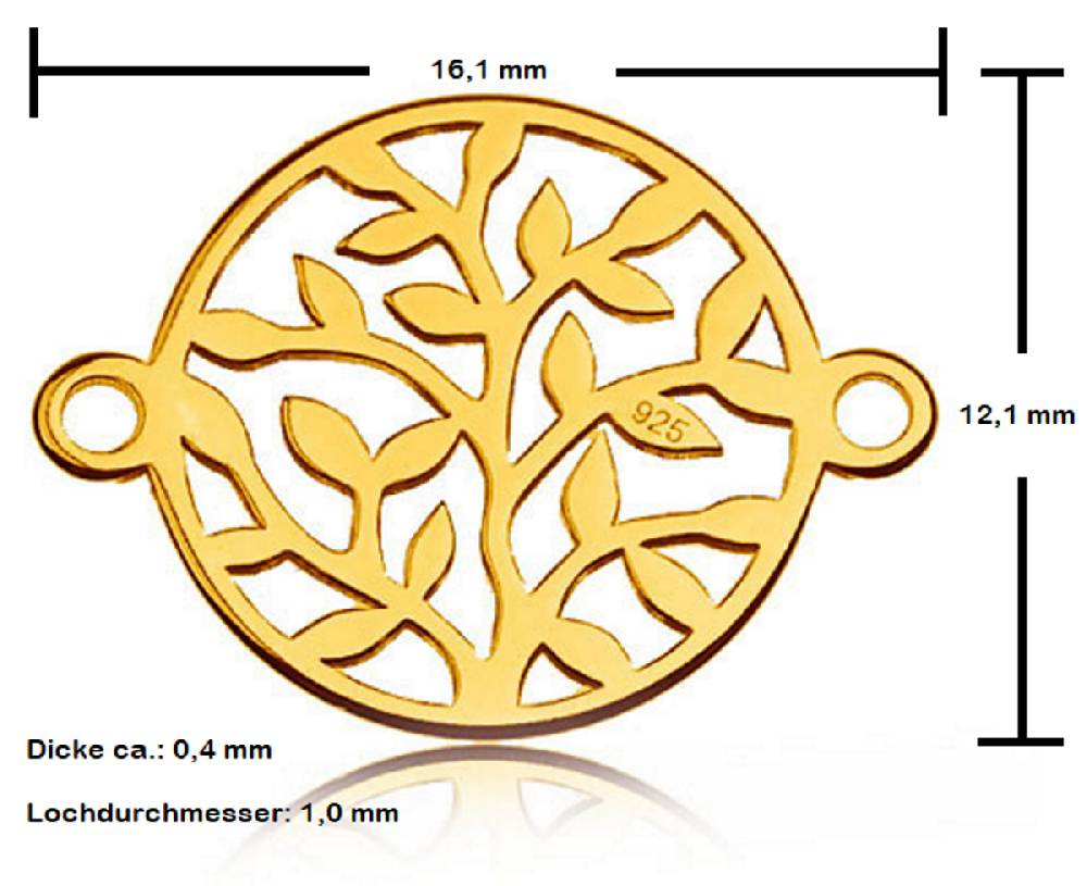 Sadingo Schmuckverbinder Lebensbaum | 12,1x16,1 Mm