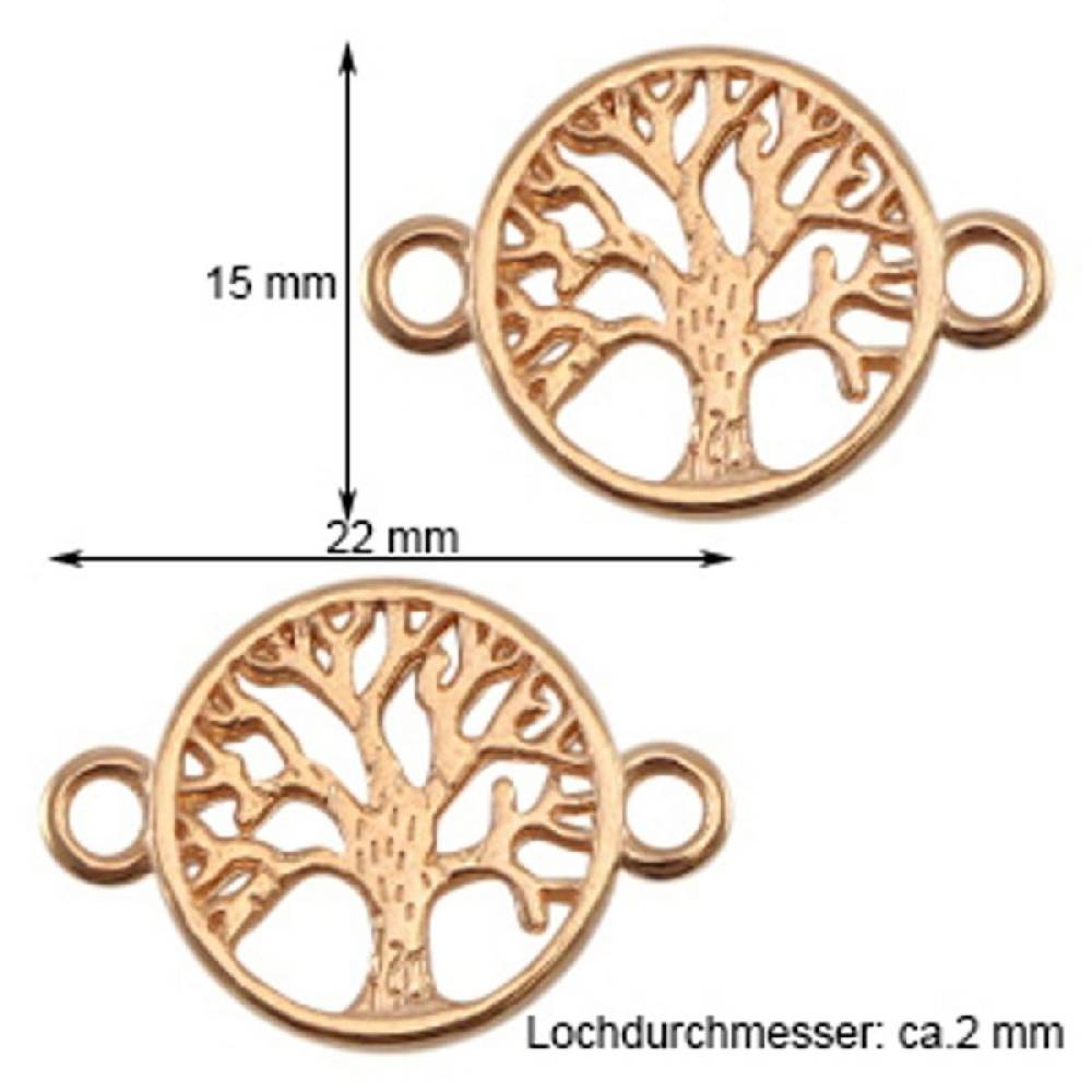 Sadingo Schmuckverbinder Lebensbaum | 3 Stk. - 22x15 Mm