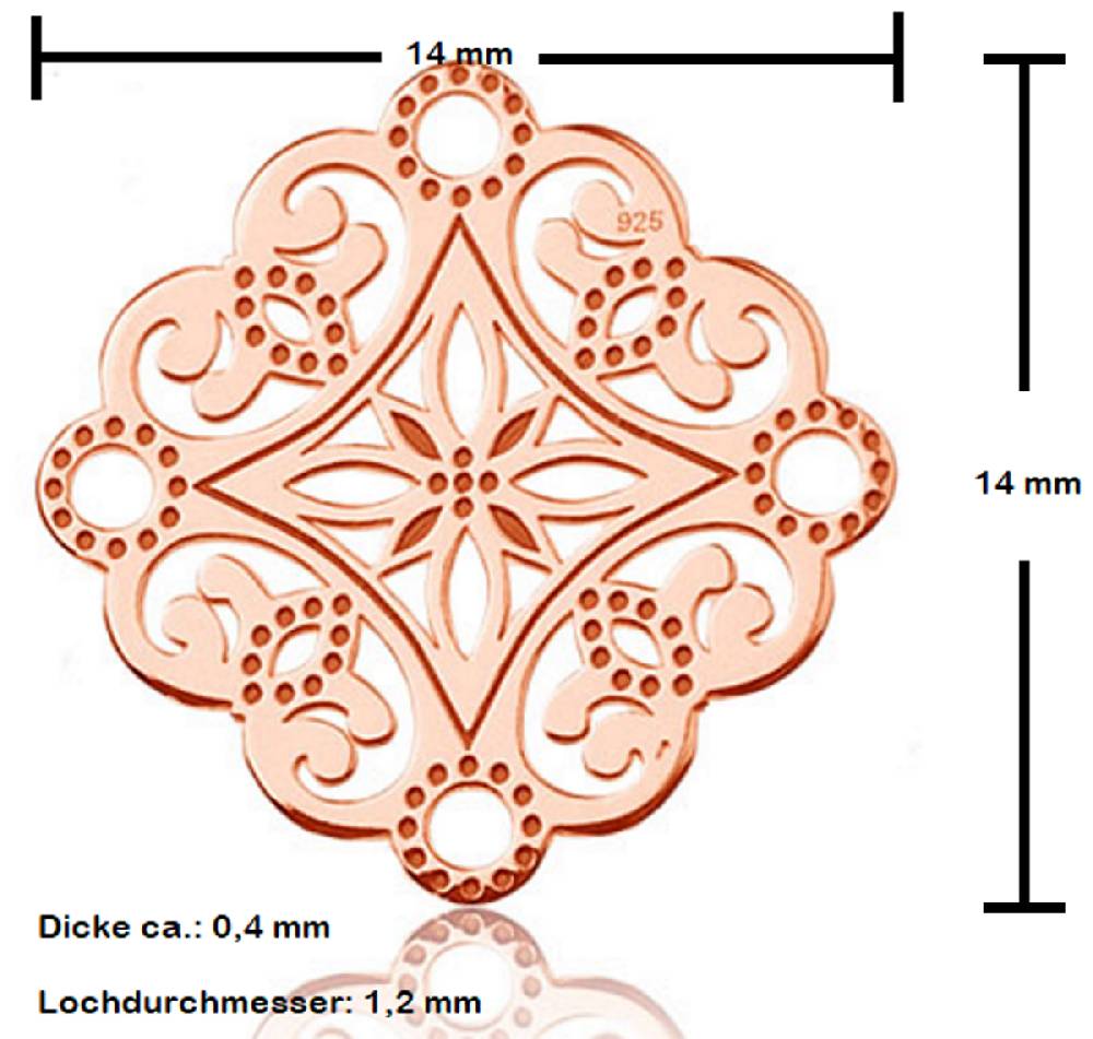 Sadingo Schmuckanhänger 925er Silber Blume 14 X 14 Mm