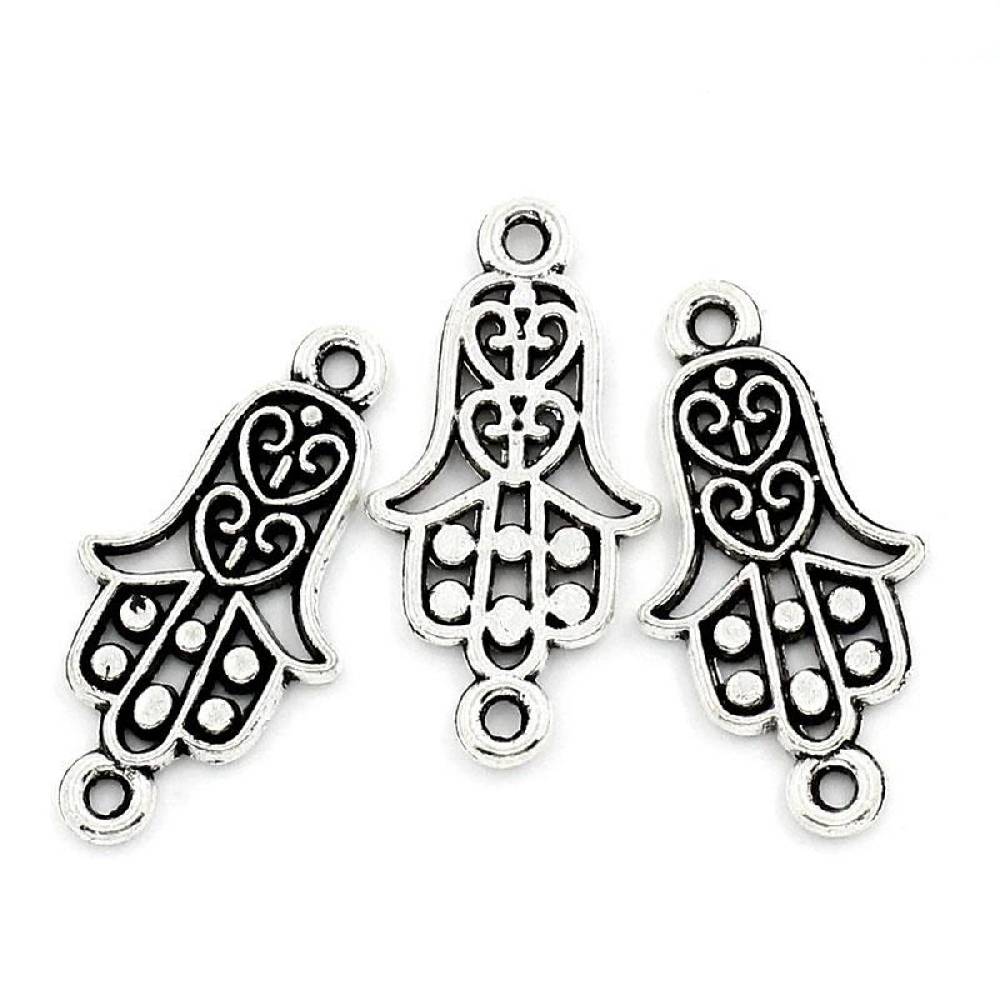 Sadingo Schmuckverbinder Hamsa Hand | 50 Stück, 25x13 Mm
