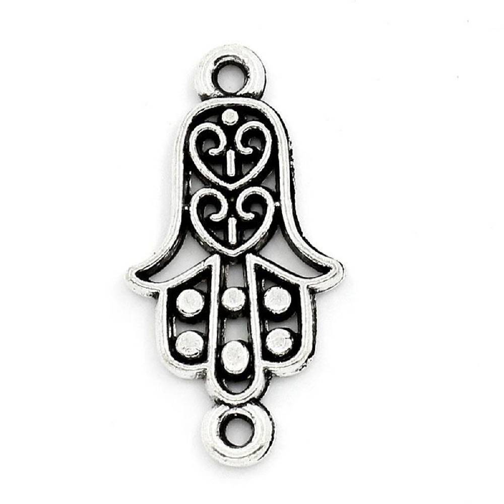 Sadingo Schmuckverbinder Hamsa Hand | 50 Stück, 25x13 mm