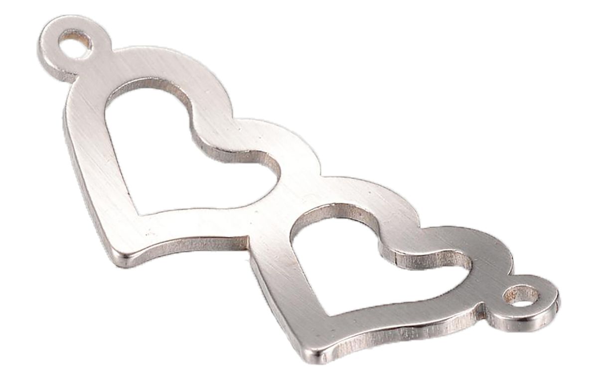 Sadingo Schmuckverbinder Herz | 10 Stück, 31,5x12,5 mm