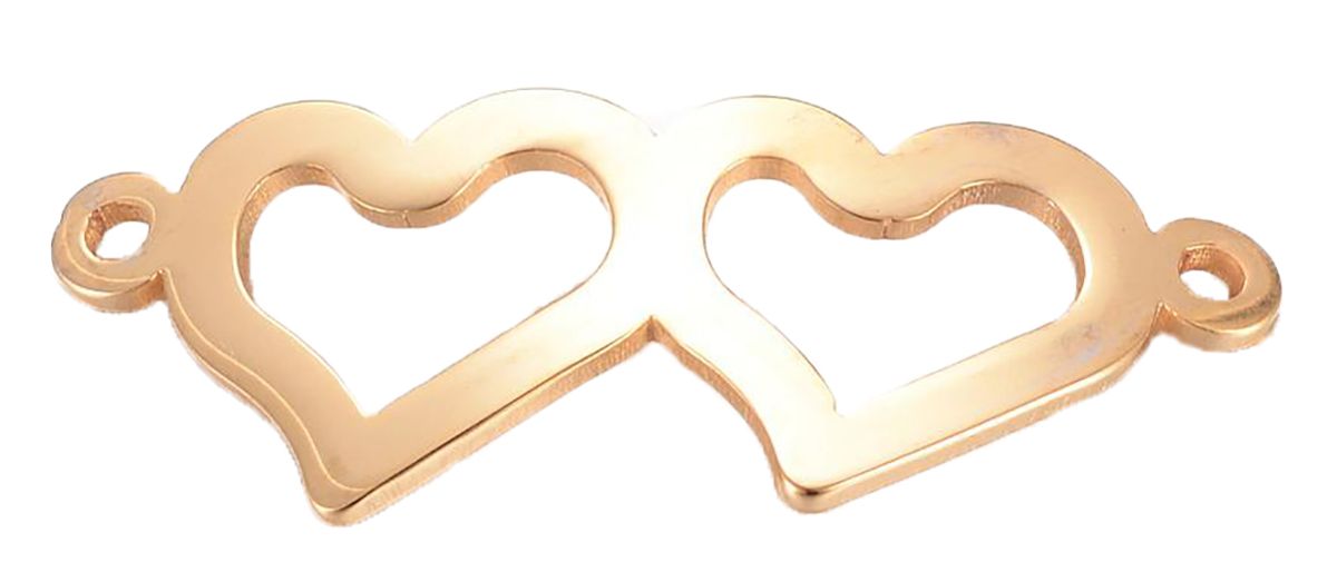 Sadingo Schmuckverbinder Herz doppelt - 1 Stück - 31,5 x 12,5 mm