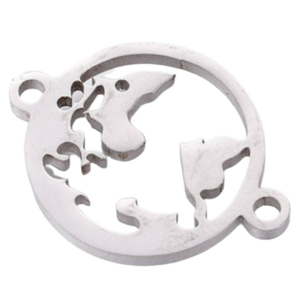 Sadingo Schmuckverbinder Weltkugel | 20 X 15 Mm, 10 Stk., Edelstahl