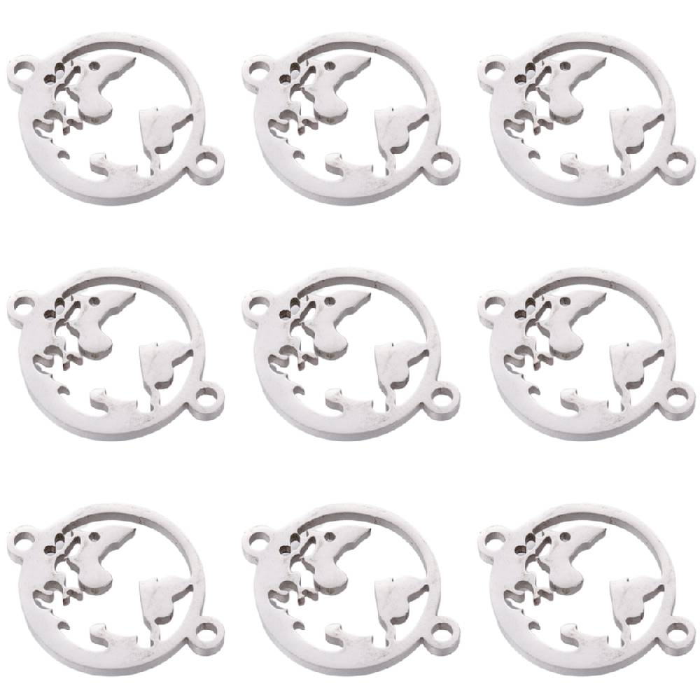 Sadingo Schmuckverbinder Weltkugel | 20 x 15 mm, 10 Stk., Edelstahl