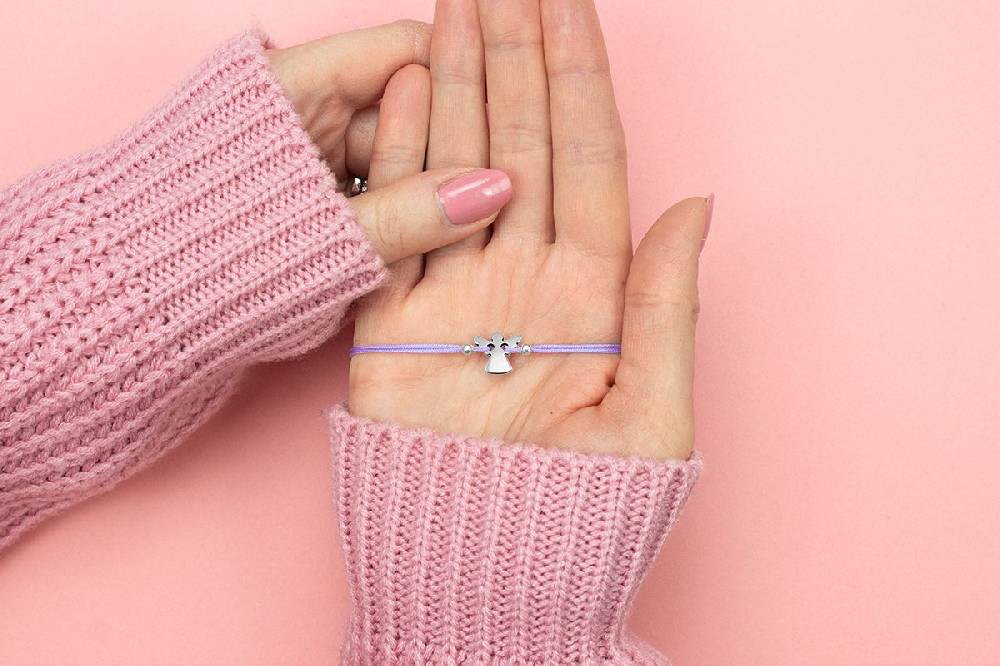 Sadingo Schutzengel Mädchen Armband Lila Mit Engel (größenverstellbar)