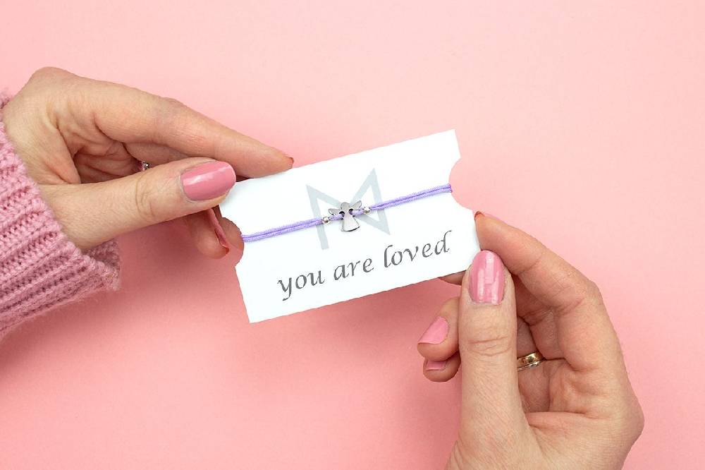 Sadingo Schutzengel Mädchen Armband Lila Mit Engel (größenverstellbar)