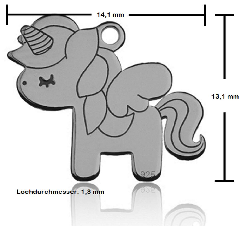 Sadingo Sterling Silver 925er Anhänger Einhorn Charm Unicorn