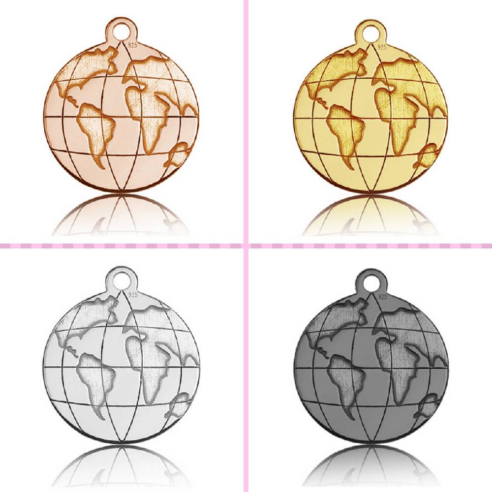 Sadingo Sterling Silver 925er Anhänger Globus Charm Globe