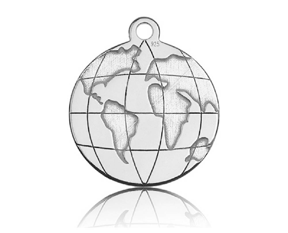 Sadingo Sterling Silver 925er Anhänger Globus Charm Globe