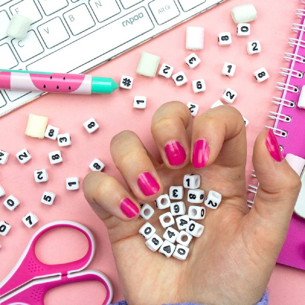 Sadingo Zahlenperlen, 7x7 Mm 300 Stück, Weiß Schwarz