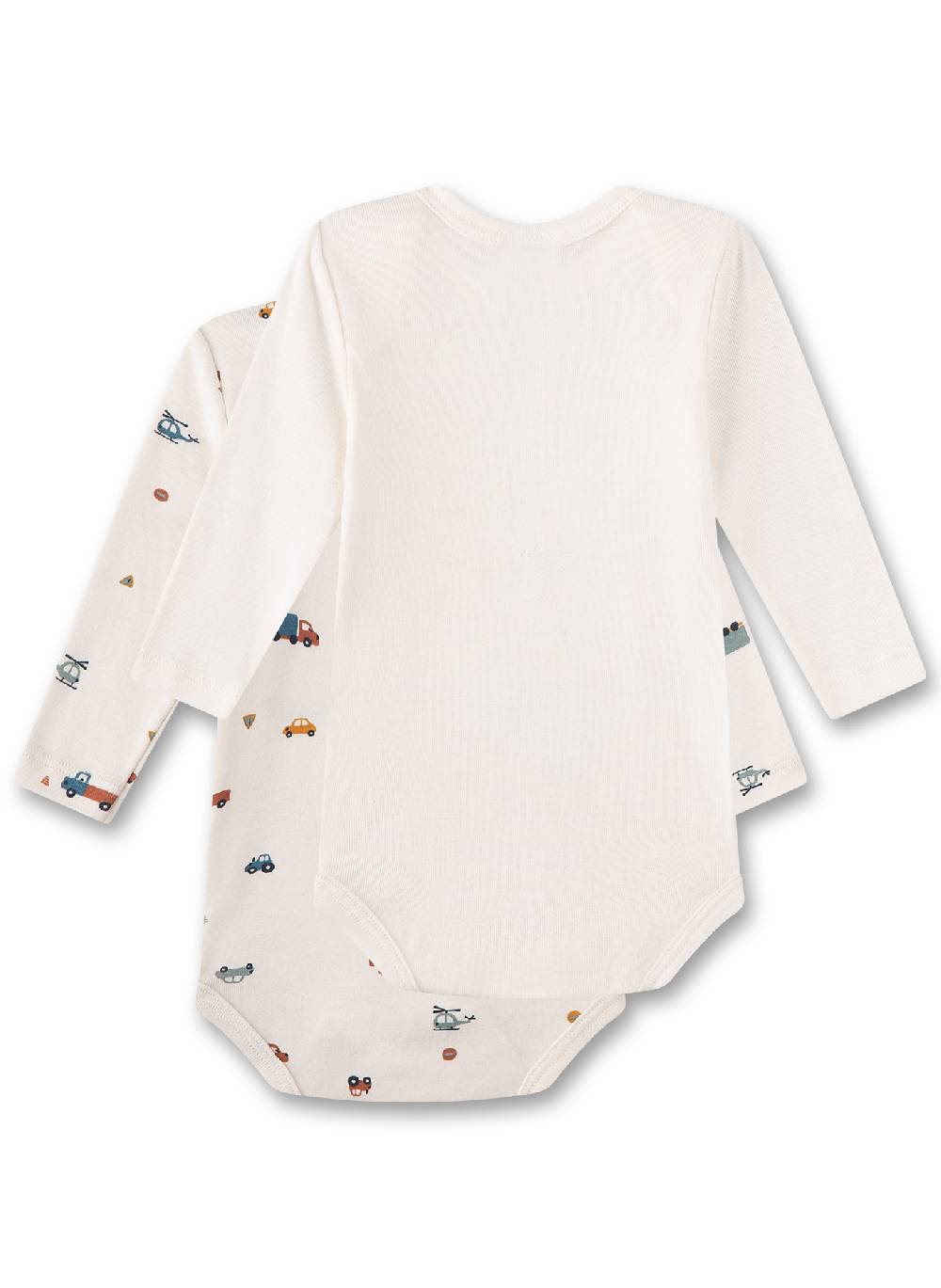 Sanetta Baby-Body Langarm (Doppelpack) Beige Mit Fahrzeugen Ununifarben Beige