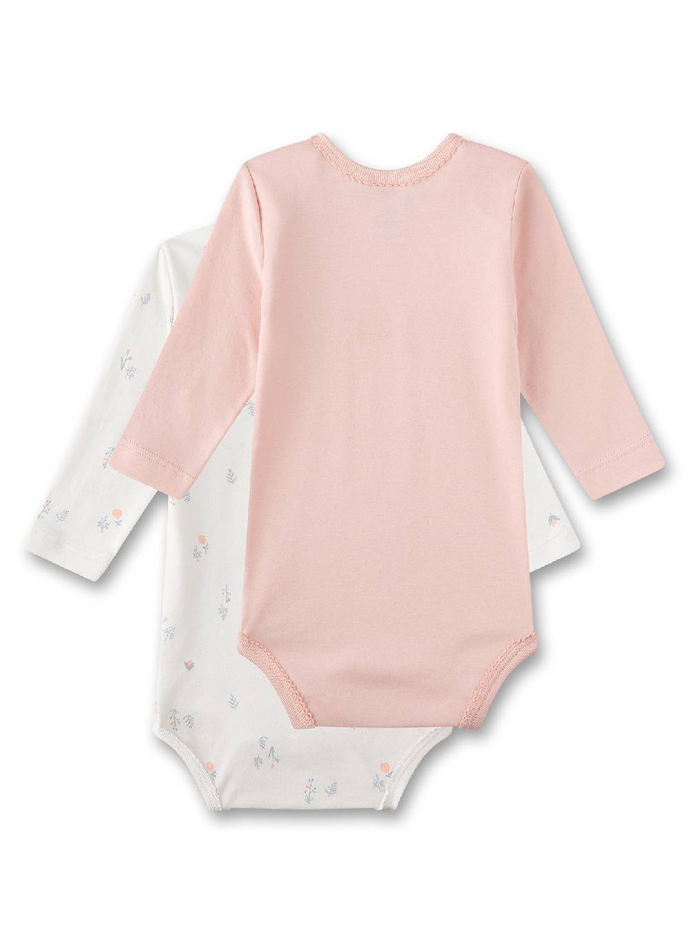 Sanetta Baby-Body Langarm (Doppelpack) Rosa Und Weiß Mit Blumen