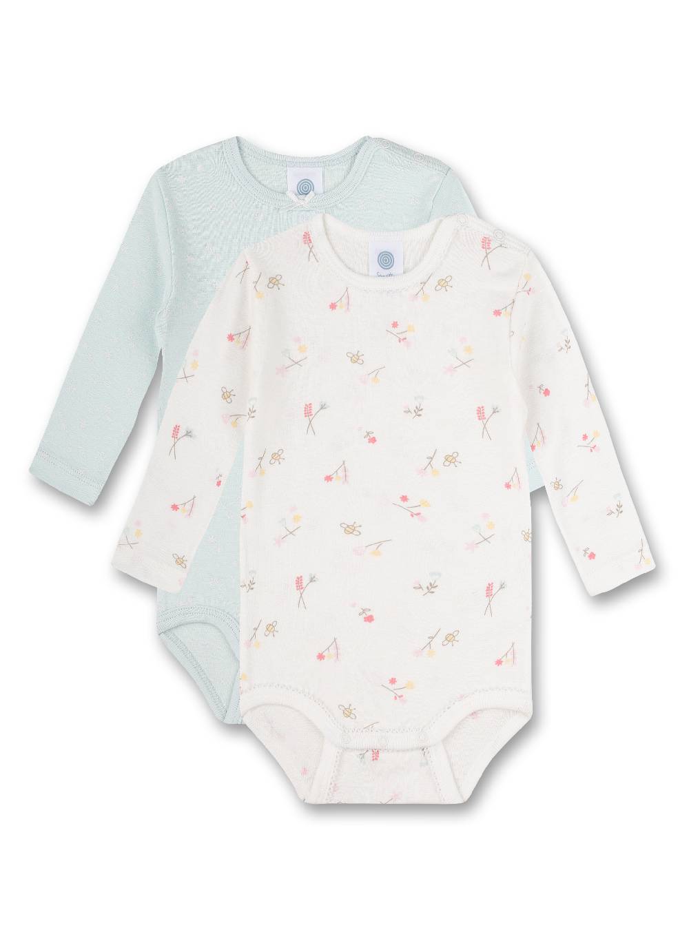 Sanetta Body langarm (Doppelpack) Off-White und Hellblau